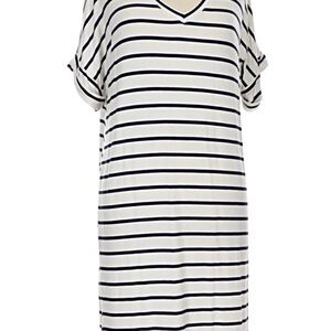 Zenana Outfitters Black & White Striped V-Neck Dress